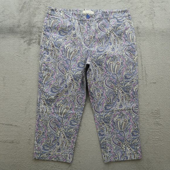 Talbots Pants Women's Size 12P Multicolor Mid-Rise Crop Paisley 21" Inseam - Picture 1 of 16